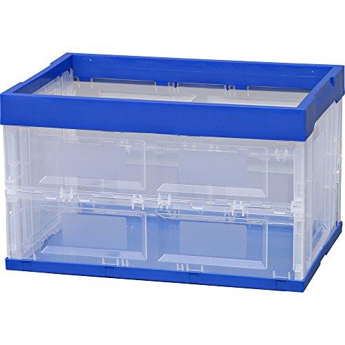 アイリスオーヤマ ハード 折りたたみコンテナ ブルー/クリア HDOC-50L
