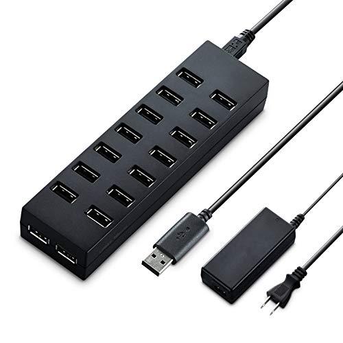 エレコム USBハブ 2.0対応 16ポート ACアダプタ付 1.5m ブラック U2H-Z16SB...