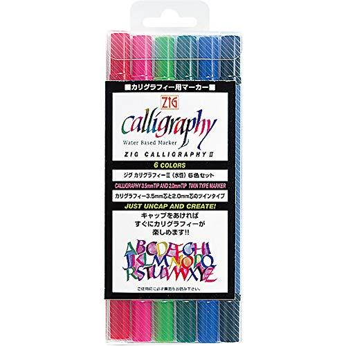 呉竹(Kuretake) 水性ペン ZIG カリグラフィーII 6色 TC-3100/6V