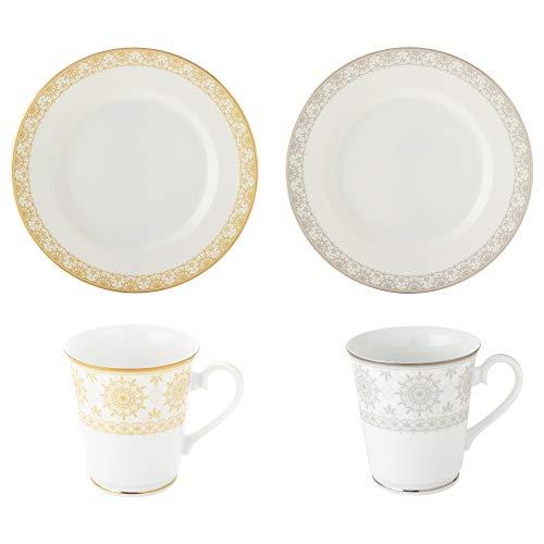 NARUMI(ナルミ) 食器セット アウアンドプティ(Au&amp;Pt) 4個セット 電子レンジ温め対応 ...