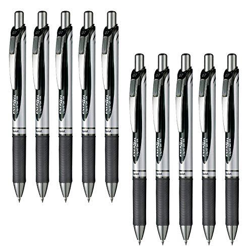 ぺんてる ボールペン ゲルインキ エナージェル ノック式 0.7mm シルバー軸 BL77-A 黒 ...