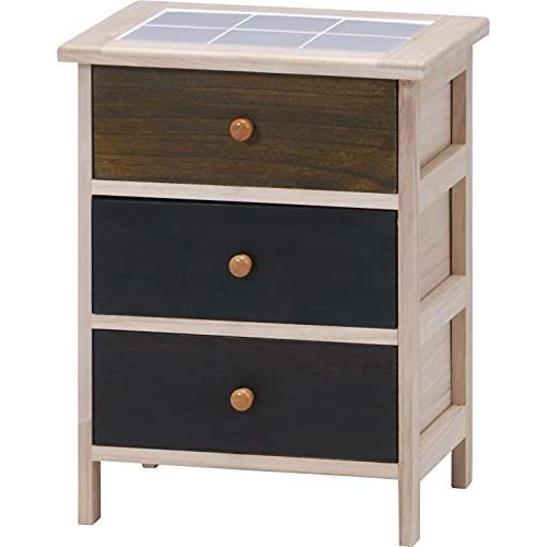 不二貿易 チェスト 収納ケース 3段 幅40×奥行30×高さ52cm カラフル 桐製 タイル天板 防...