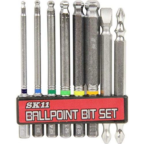 SK11(エスケー11) 六角ボールポイントビット 8点セット 82mm BS-21N 六角軸 6....