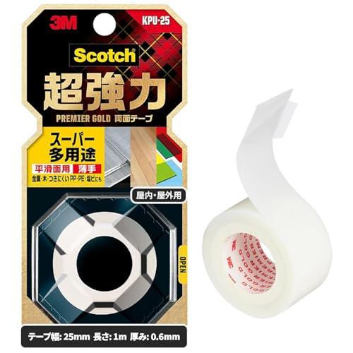 3M スコッチ 超強力両面テープ プレミアゴールド(スーパー多用途) 薄手 25mmx1m KPU-...