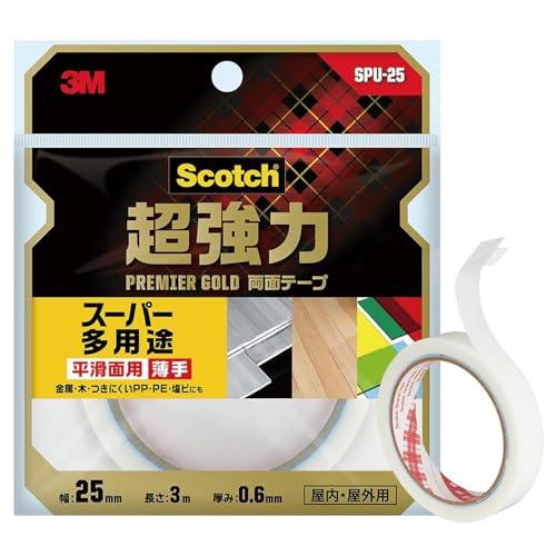 3M スコッチ 超強力両面テープ プレミアゴールド(スーパー多用途) 薄手 25mmx3m SPU-...
