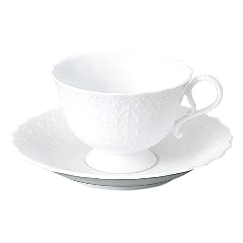 NARUMI(ナルミ) カップ ソーサー シルキーホワイト 200cc かわいい レリーフ ティーコ...