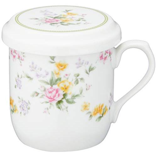 NARUMI(ナルミ) フタ付 マグカップ フラワー 290cc 花柄 かわいい フラワーリング 茶...