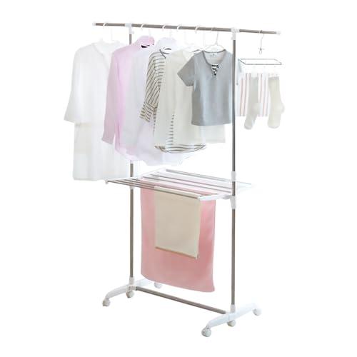 天馬 幅と高さをダブル伸縮できる室内物干し 使わない時は折りたたんでコンパクトに収納 洗濯物干し 組...