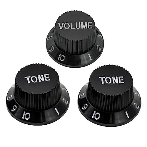 Musiclily ミリ規格ストラトノブセット1V2Tノブ STエレキギター、ブラック(３個セット)