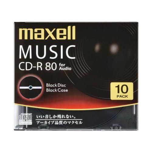 CDRA80BK.10S | マクセル 音楽用CD-R 80分 10枚印刷不可ブラックディスク ma...