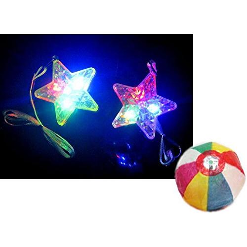 【光る玩具】ダイヤスターペンダント(36個入) / お楽しみグッズ(紙風船)付きセット