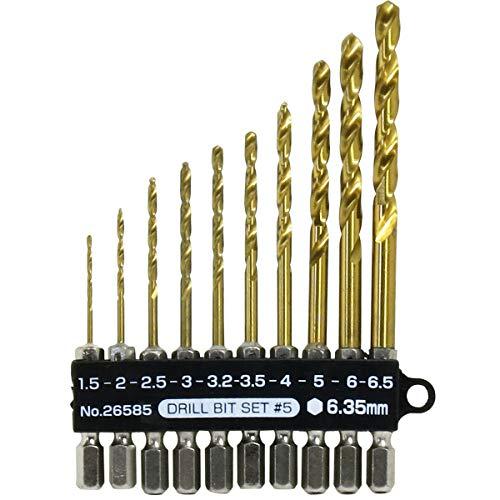 近与(KONYO) SUN UP ドリルビットセット 10本組 太径6.0mm6.5mm入 #5 (...