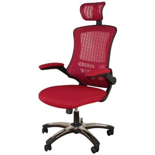 不二貿易 アームアップチェアー マスター3 メッシュ 跳ね上げ式アームレスト ワインレッド 8518...