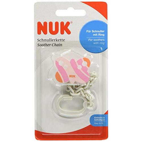 NUK ヌーク おしゃぶりホルダー ちょうちょ ワンタッチ開閉 落下防止 クリップ付き 新生児用 B...