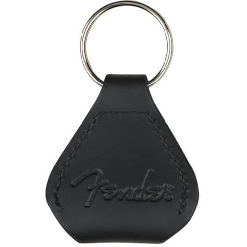Fenderレザーピックホルダーキーチェーン、ブラック
