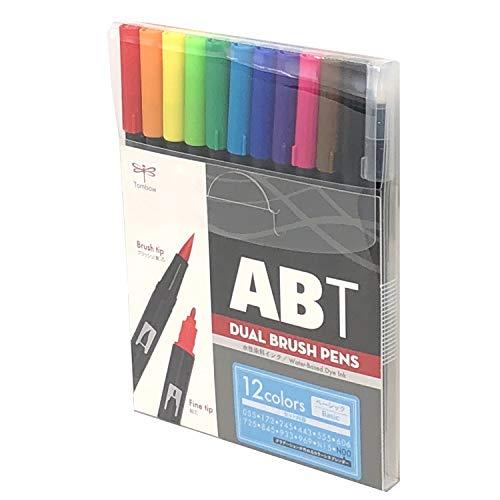 トンボ鉛筆 筆ペン デュアルブラッシュペン ABT 12色セット ベーシック AB-T12CBA