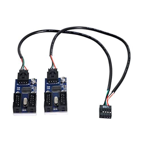 Greatgear 9ピン USB 2.0 ヘッダー 1〜2/4 メス延長ケーブル ハブコネクタアダ...