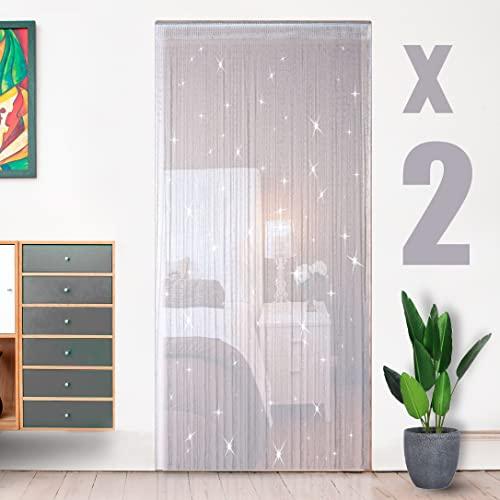 HYSENM ストリングカーテン ひものれん 2枚入り 100x200cm 色褪せなく 目隠し ラメ...