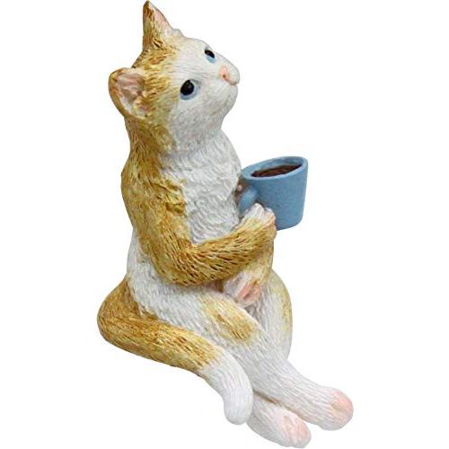 キーストーン 置物 キャットwithコーヒー フリーサイズ SITTING ANIMAL DE043...