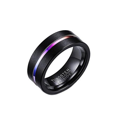 [Rockyu] タングステン ブラックリング メンズ 裏黒 21号