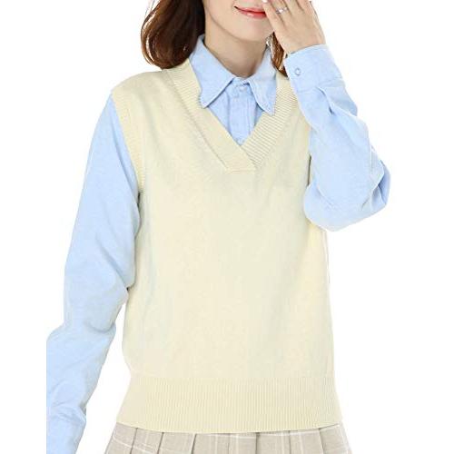 [syvent] レディース vネック 夏 ベスト ニット 薄手 女子 学生 スクールベスト （M-...