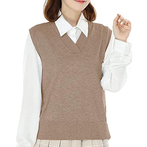 [syvent] レディース vネック 夏 ベスト ニット 薄手 女子 学生 スクールベスト （M-...