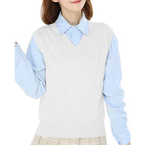 [syvent] レディース vネック 夏 ベスト ニット 薄手 女子 学生 スクールベスト （M-...
