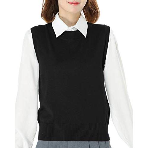 [syvent] レディース ベスト ニット クルーネック 薄手 女子 学生 スクールベスト （M-...