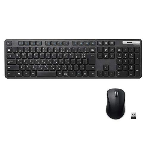 エレコム ワイヤレスキーボード マウスセット メンブレン 薄型 フルキーボード ブラック TK-FD...