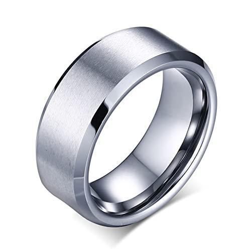 Rockyu アクセサリー タングステン 指輪 8mm タングステンリング 平打つ マッド質感 高級...