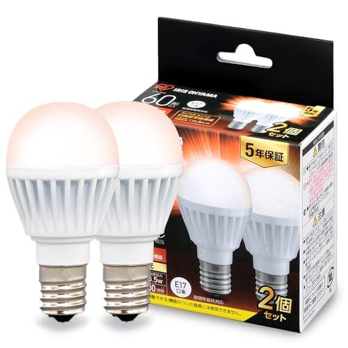 アイリスオーヤマ LED電球 口金直径17mm 広配光 60W形相当 電球色 2個パック 760? ...