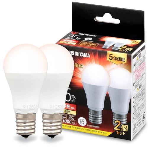 アイリスオーヤマ LED電球 口金直径17mm 広配光 25W形相当 電球色 2個パック 230? ...