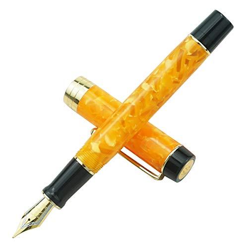 (ジンハオ) Jinhao 100 クラシック万年筆 オレンジマーブルセルロイド 極細ペン先 コンバ...