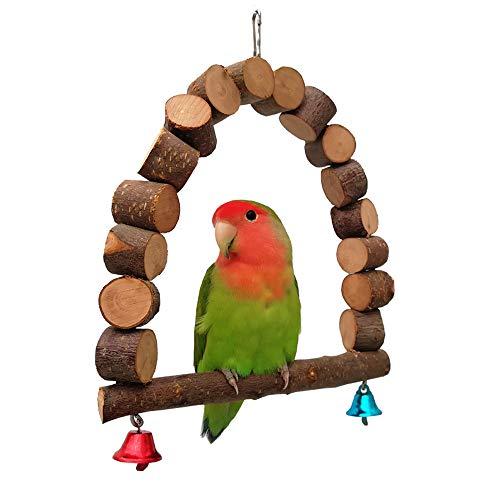TARATI 小鳥 止まり木 鈴鳥スタンドインコ オウム 遊園地 ブランコ 鳥おもちゃ 木製 鳥かご...