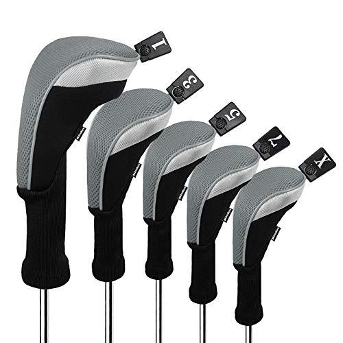 Andux ゴルフ ウッドドライバー ヘッドカバーロングネック 5個セット 460cc対応 MT/M...