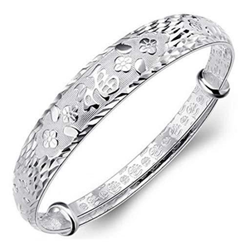ブレスレット メンズ レディース シルバー ステンレス 刻印 蓮の花 心経 お守りバングル 腕輪 太...