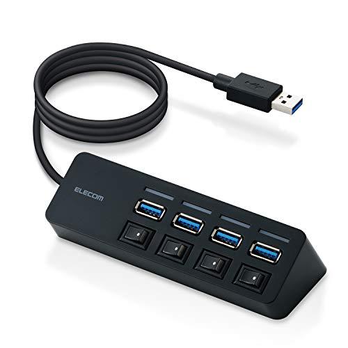 エレコム USBハブ U3H-S418BBK/EC USB3.0 Aポート×4 バスパワー マグネッ...