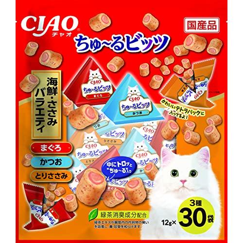 チャオ (CIAO) ちゅ~るビッツ 海鮮・ささみバラエティ 12g×30袋 猫用おやつ