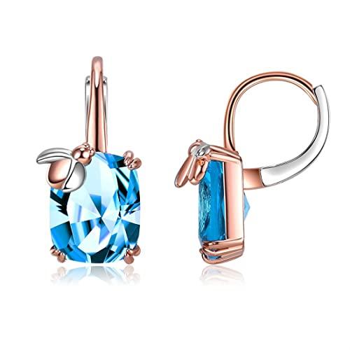 Deelfel ピアス レディース ジルコニア ブルー ブルー ピンクゴールド 18金シルバー 長方...
