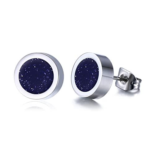 Rockyu ピアス メンズ ブルー 青 シルバー ボディ ラウンド シンプル 円型ピアス ステンレ...