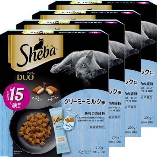 シーバ デュオ 15歳以上 クリーミーミルク味 200g(20g×10袋)×4箱 ドライフード おや...