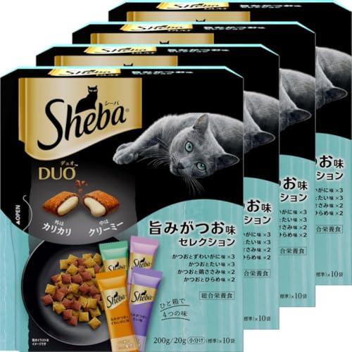 シーバ デュオ 成猫用 旨みがつお味セレクション 200g(20g×10袋)×4箱 ドライフード お...