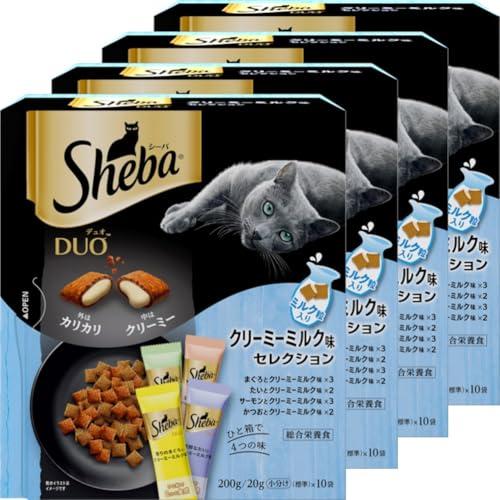 シーバ デュオ 成猫用 クリーミーミルク味セレクション 200g(20g×10袋)×4箱 ドライフー...