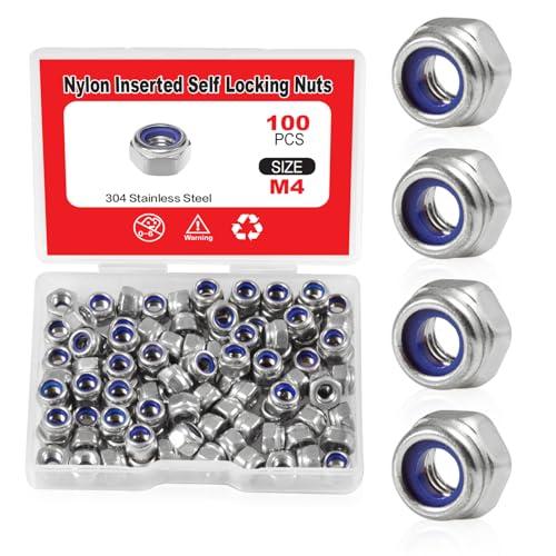 SPEEDWOX 100 PCS M4 x 0.7mmナイロンインサートナットロックナット、セルフロ...