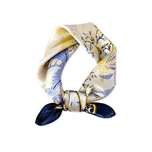 [LumiSyne] シルクスカーフ レディース 上品 芸術プリント メープルリーフ柄 スクエアスカ...