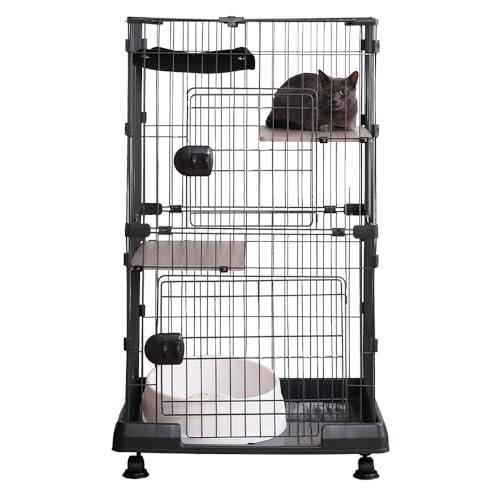 アイリスオーヤマ 猫 ケージ ミニタイプ 2段 ハンモック付き マットグレー 幅69×奥行54.5×...