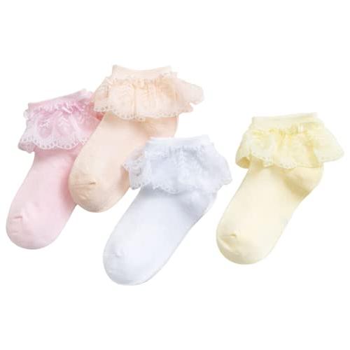 [OWIEOW] 綿 キッズ靴下 子供 レース ソックス セット 女の子 スクールソックス 柔らかい...