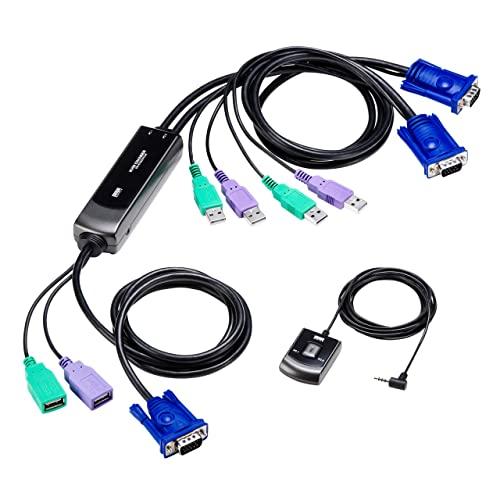 サンワサプライ 手元スイッチ付きパソコン自動切替器(2:1) SW-KVM2WVUN2 ブラック
