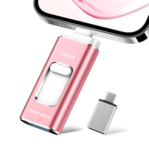 128GB USBメモリー【アプリ不要】4in1 phone対応usbメモリ高速 IOS/USB/T...