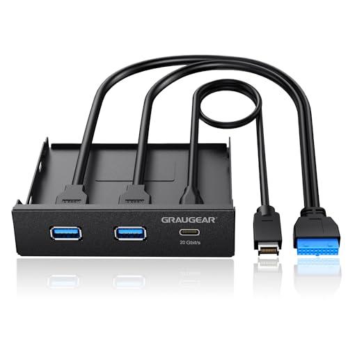GRAUGEAR 3.5''インチベイ対応 PCマルチフロントパネルに搭載 3ポートハブ 20Gbp...